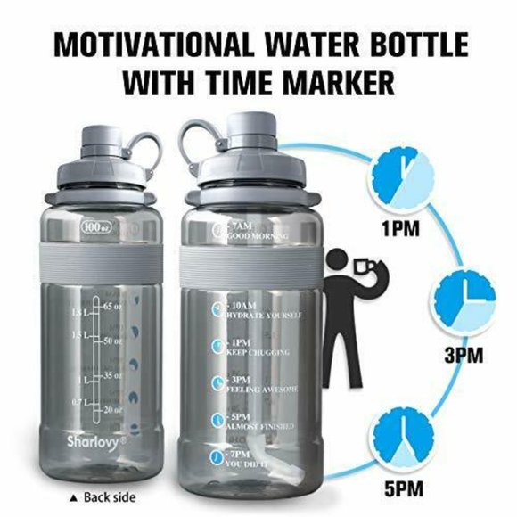 Sports Water Bottle with Strap Portable Motivational with Time Mark Large size - Picture 15 of 16